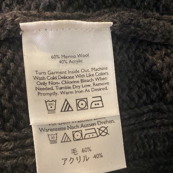 Eddie Bauer merino wool blue gray fisherman’s sweater size M NWT - Picture 8 of 8